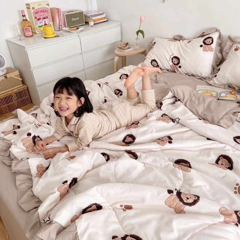 Bộ chăn ga gối cotton Đũi, chăn hè 4 món mẫu mới về phục vụ hè 2023