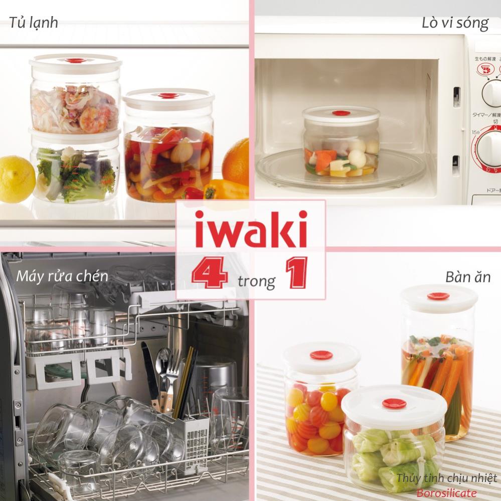 Hộp thủy tinh chịu nhiệt nắp hít Iwaki 200ml -1000ml