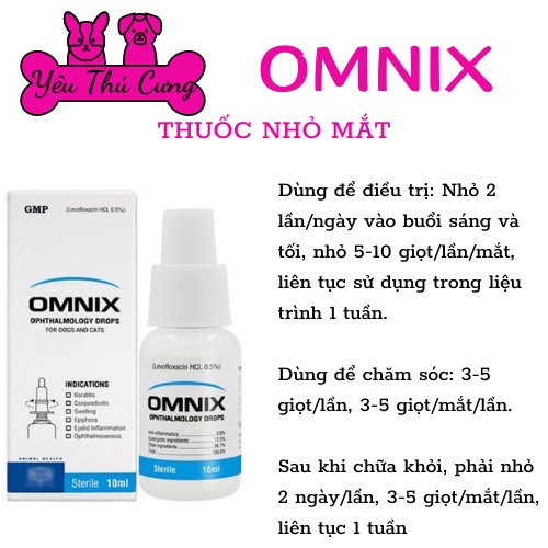 Thuốc nhỏ mắt cho chó mèo Alkin Omnix chai 10ml- YÊU THÚ CƯNG