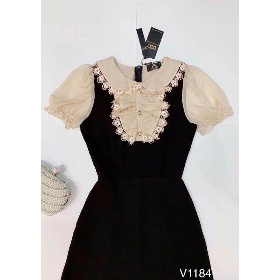 [ xả kho ] MiD Đầm suông tay ngắn cổ ren hoa V1184 Mie Design kèm ảnh thật