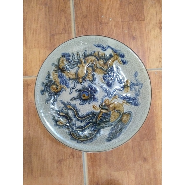Mâm bồng men rạn Bát Tràng đường kính 24cm