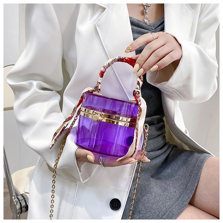 Túi đeo chéo IELGY bằng acrylic trong suốt phối khăn lụa thời trang cho nữ