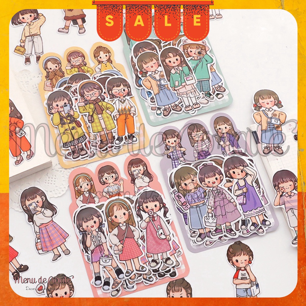 Sticker hình cô gái cute phong cách Chibi rất đáng iu [Tặng kèm quà cũng đáng iu]
