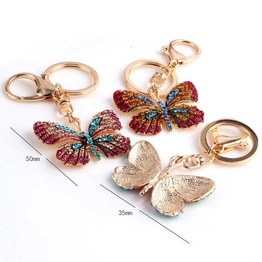 Móc khóa hình bướm đính đá giả lấp lánh xinh xắn