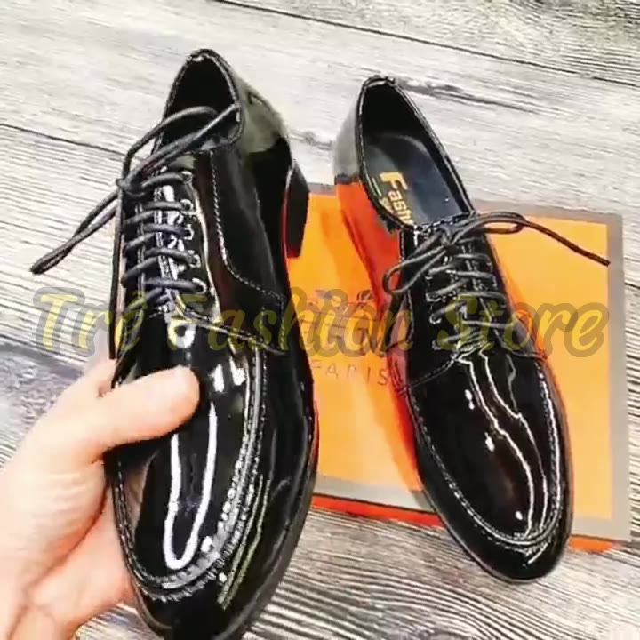 Giày da nam công sở oxford màu đen buộc dây giày tây nam da bóng full size 38-43 | BigBuy360 - bigbuy360.vn