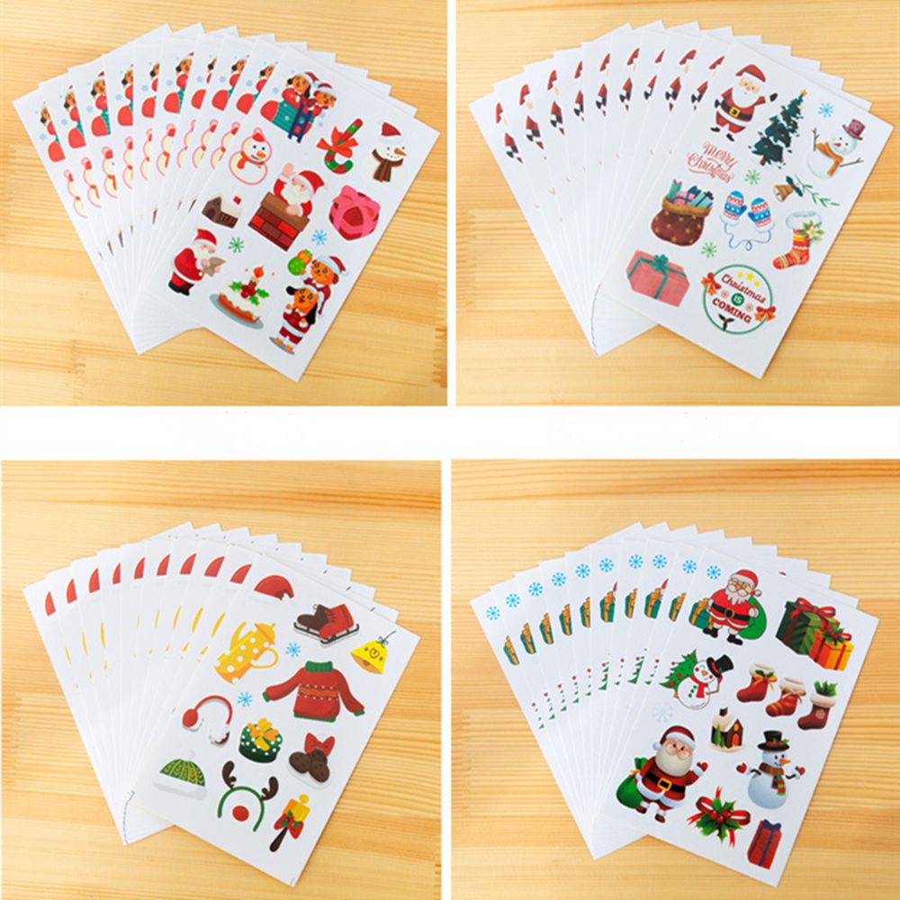 Bộ 10 Miếng Dán Trang Trí Hộp Quà Hình Cây Thông/Động Vật Hoạt Hình Dễ Thương
