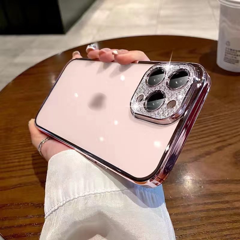 Ốp Điện Thoại Cạnh Mềm Mạ Điện Có Màng Bảo Vệ Lens Cho IPhone 13 12 11 Pro Max XS Max XR X 8 7 Plus
