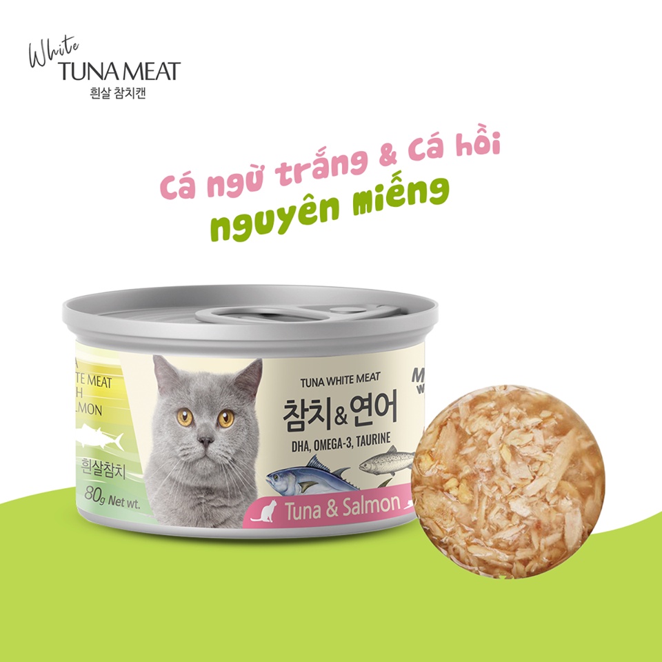 Pate Cho Mèo Cá Ngừ Trắng Mix Vị Đóng Hộp - Tuna White Meat 80gr (VỊ NGẪU NHIÊN)