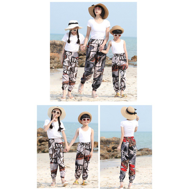 Quần Thể Thao Cotton Mỏng Ống Rộng Chống Muỗi Phong Cách Hàn Quốc Dành Cho Bé Trai Gái 90-2xl