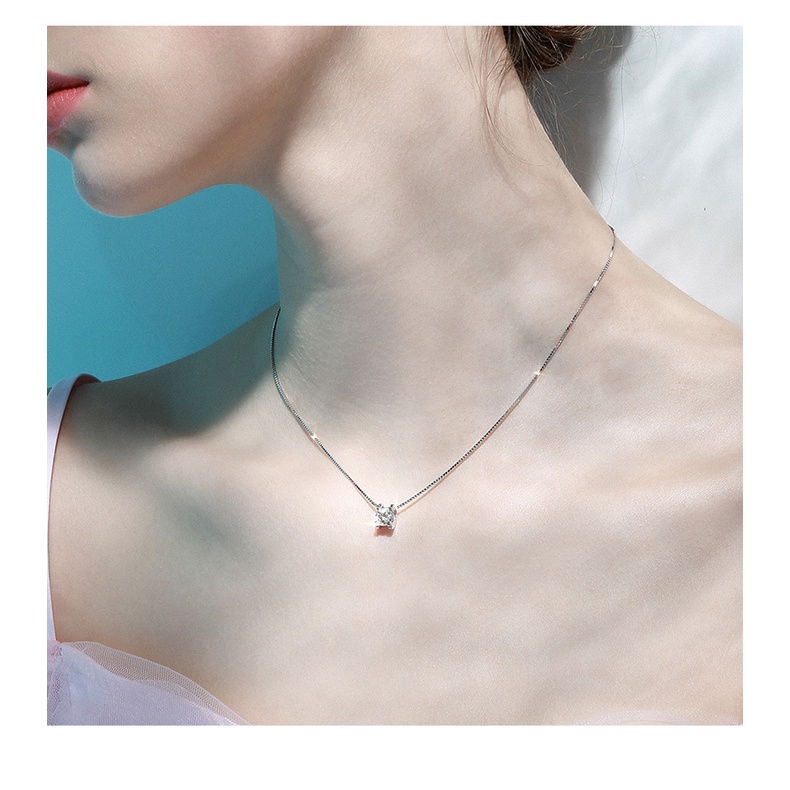 Dây chuyền bạc Cecy đính đá cao cấp chất liệu mạ vàng 18k giúp bạn gái thanh lịch nổi bật - M1414