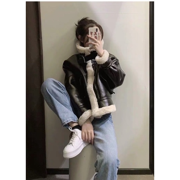 Áo khoác biker lót lông Zara