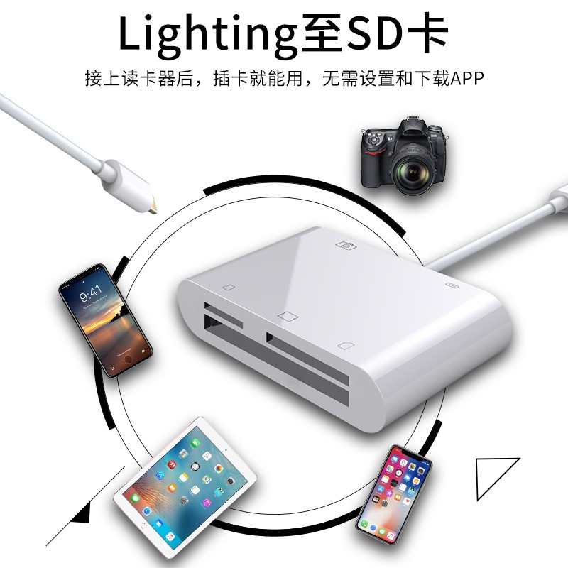 Đầu đọc thẻ nhớ SD TF CF USB3.0 tốc độ cao kết nối camera cho Iphone Ipad | BigBuy360 - bigbuy360.vn