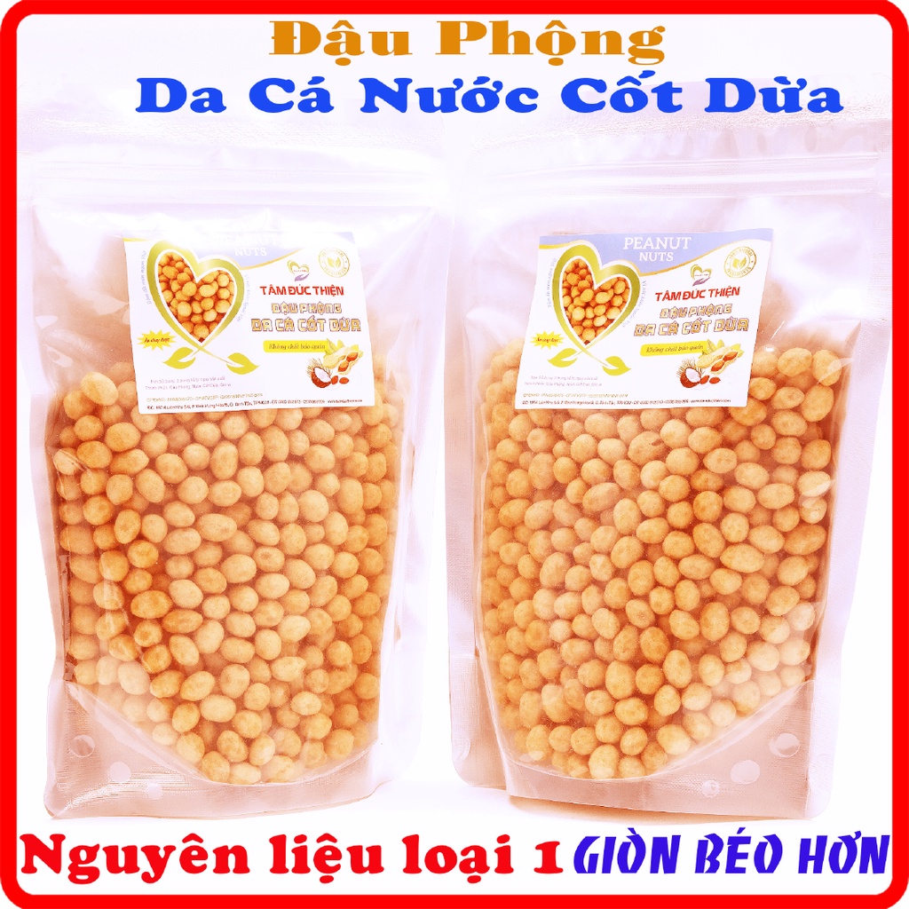 Combo 1KG Đậu Phộng Da Cá Nước Cốt Dừa Tâm Đức Thiện (2 Túi x 500GR) Đồ Ăn Vặt