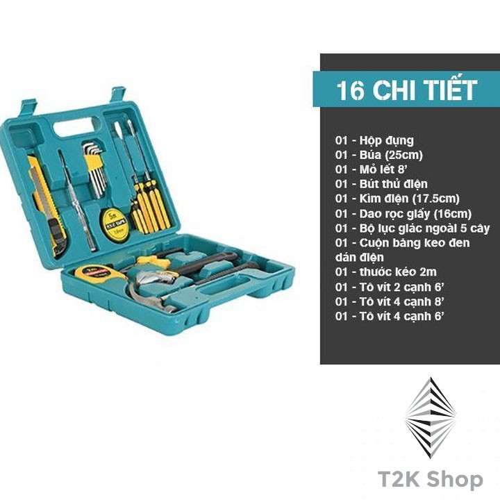 Bộ dụng cụ sữa chữa đa năng gia đình 16 món tiện lợi - T2K Shop