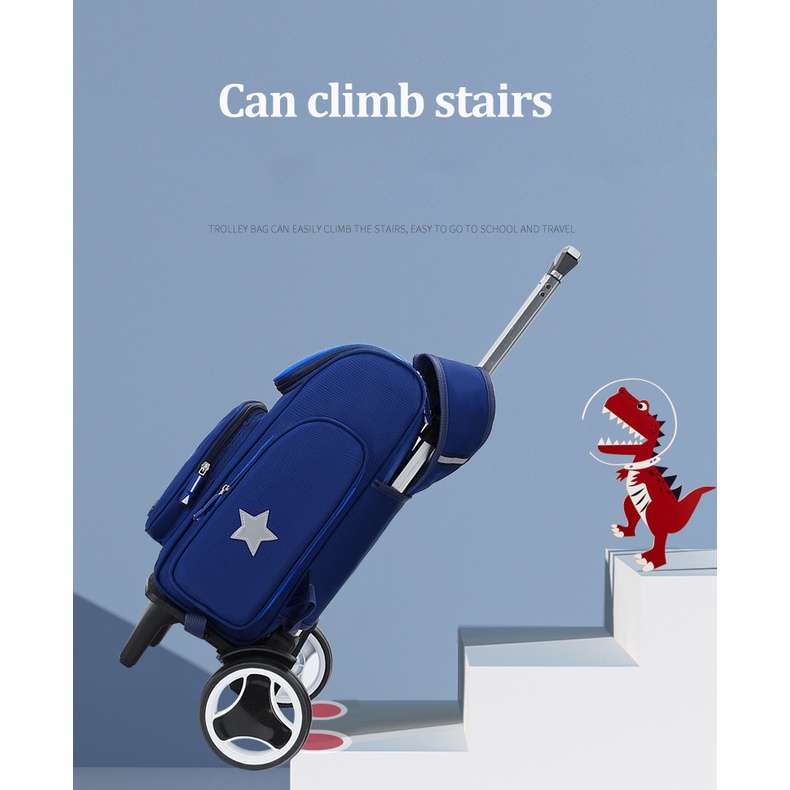Balo kiểu xe đẩy YAZHOULONG giúp giảm gánh nặng có thể leo cầu thang tiện lợi cho học sinh tiểu học