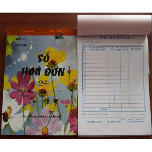 Hóa đơn bán lẻ 2 liên 50 bộ 13x19 -100 tờ