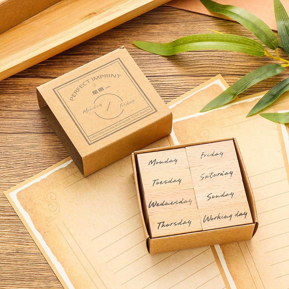 WTTLE Con Dấu Gỗ In Chữ Handmade Trang Trí Sổ Tay
