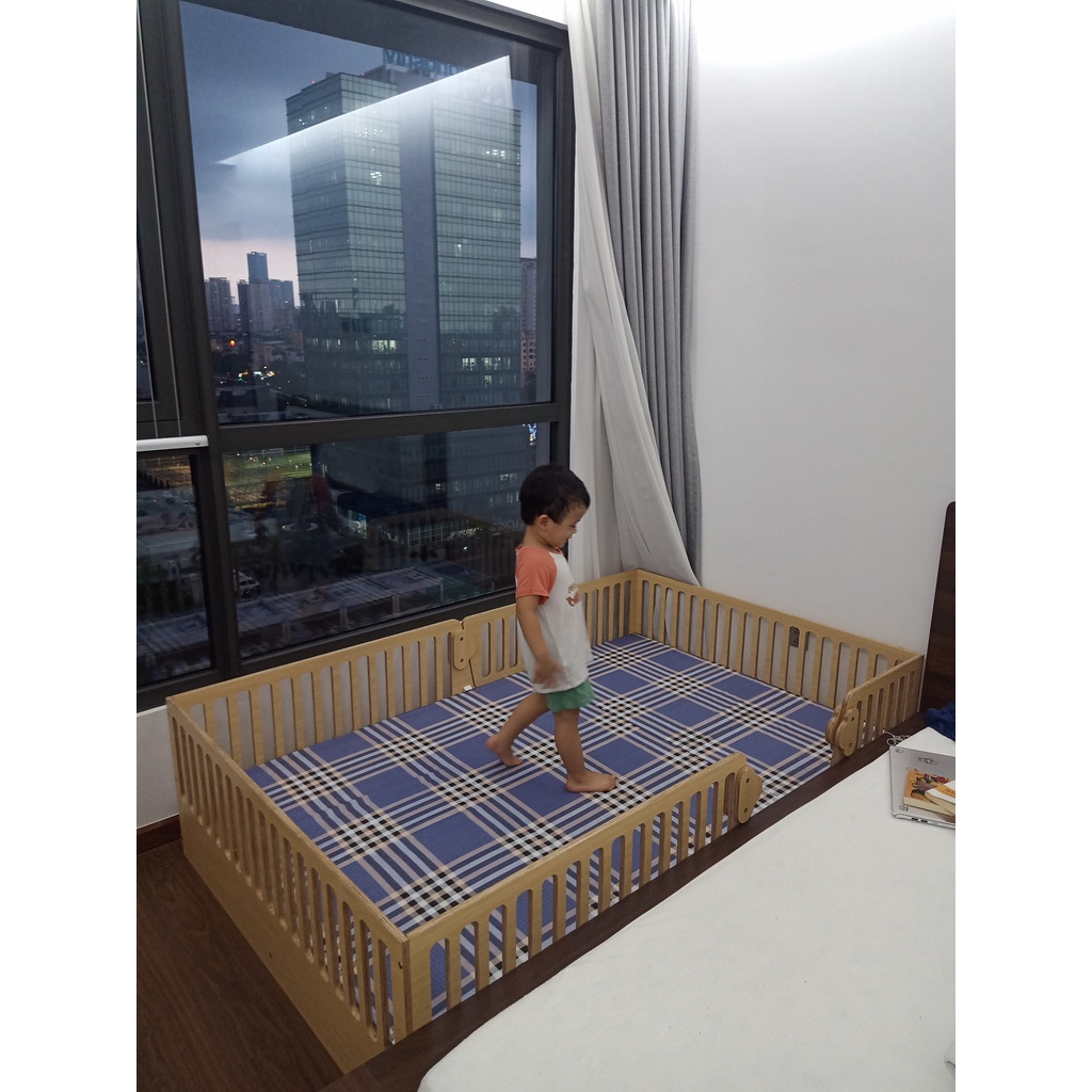 Giường cũi trẻ em chất liệu plywood phủ melamin an toàn với trẻ em