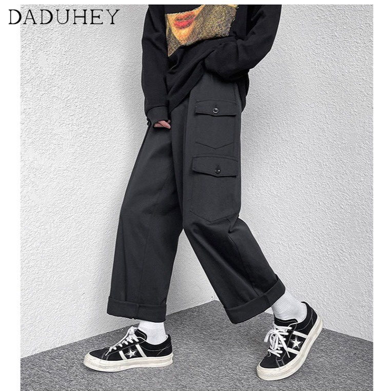 DaDuHey Men's Trendy Versatile Pocket Workwear Pants Ins Harajuku Style Loose Fashion Brand Casual Pants