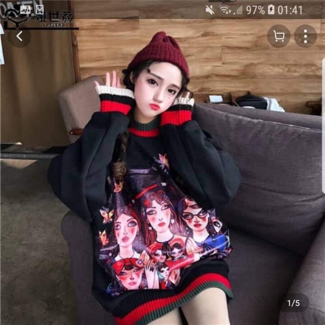áo nỉ cô gái Hàn Quốc