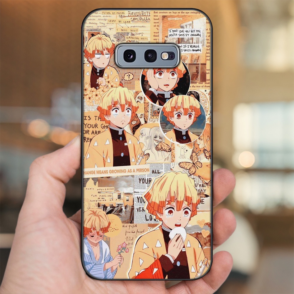 Ốp lưng Samsung S10e viền đen in hình Zenitsu Kimetsu no Yaiba