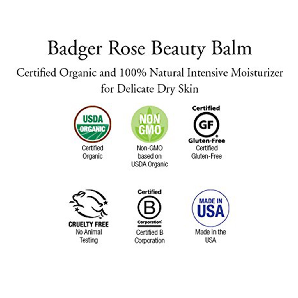 Sáp dưỡng da hoa hồng BADGER Rose Beauty Balm USDA Organic - Dưỡng ẩm sâu cho da khô và da lão hóa - 28g