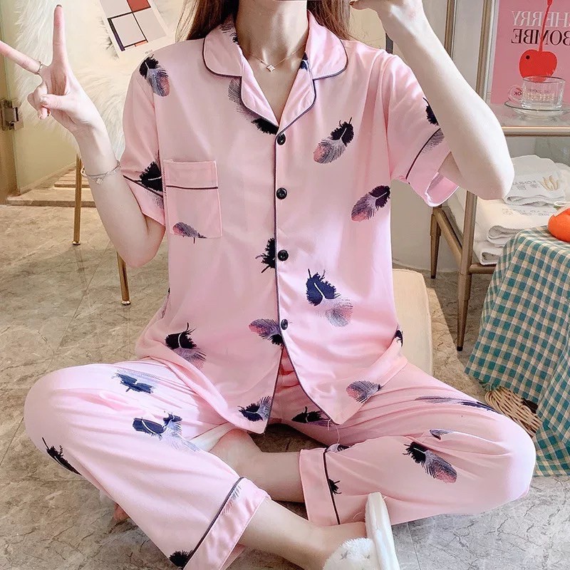 [Hàng Quảng Châu Cao Cấp] Bộ ngủ cộc tay mùa hè ở nhà, Pijama dễ thương