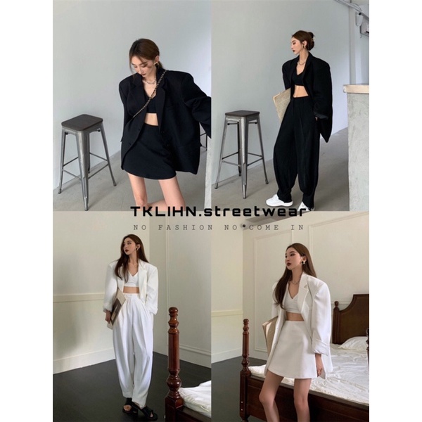 (SẴN) TKLIHN Set khoác VEST ulzzang Áo khoác BLAZER dài tay oversize HOT FASHIONITA 2021