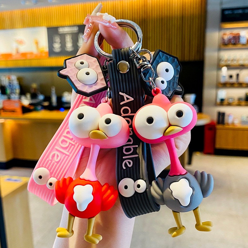 Móc khoá xe máy gà mắt to Disney phong cách độc lạ, Móc khoá treo balo phụ kiện túi xách trẻ trung cute dễ thương
