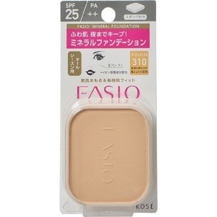 Lõi Phấn Trang Điểm Kosé Fasio Mineral Foundation chống nắng, chống nước, mồ hôi SPF 25 PA+++ se khít lỗ chân lông