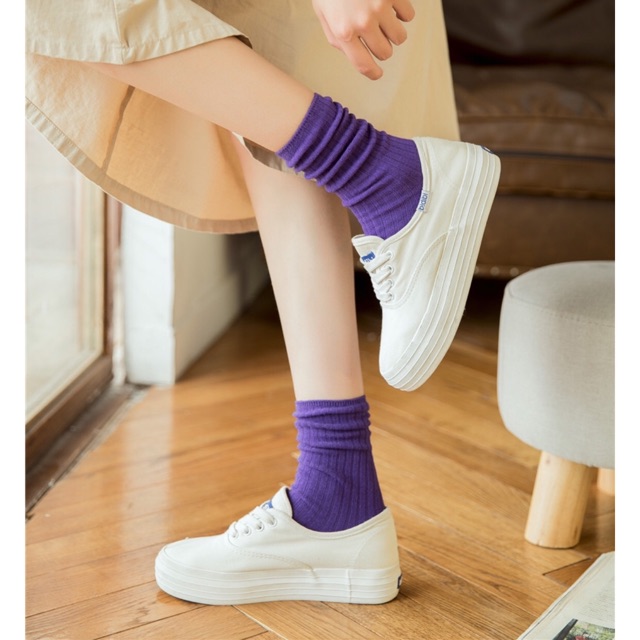 Tất Vớ Len Gân Cao Cổ Phong Cách Vintage Hàn Quốc Nhiều Màu Cho Nam Và Nữ Chất Liệu Cotton Dày Dặn Co Giãn Mơ House