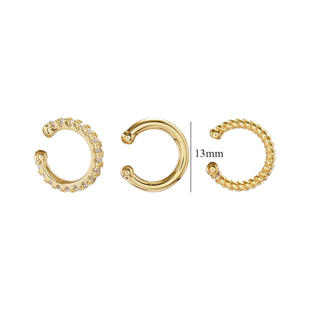Bông Tai Kẹp Vành Tai Bằng Hợp Kim Đính Đá Zircon Nhiều Màu Sắc Phong Cách Đường Phố Cá Tính Cho Nữ