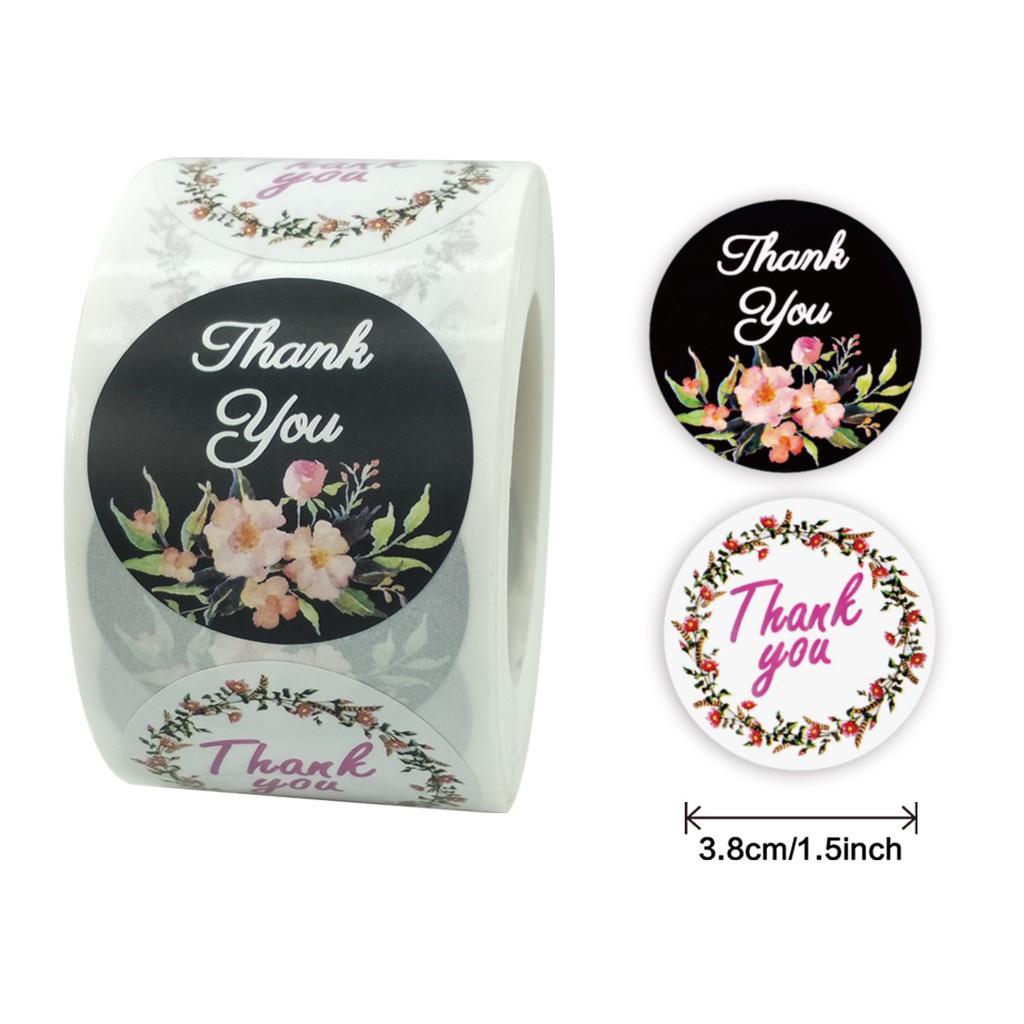 [NHIỀU SIZE] Cuộn 500 nhãn dán cảm ơn, sticker &quot;thank you&quot; cảm ơn hàng thiết kế nhiều mẫu cực đẹp