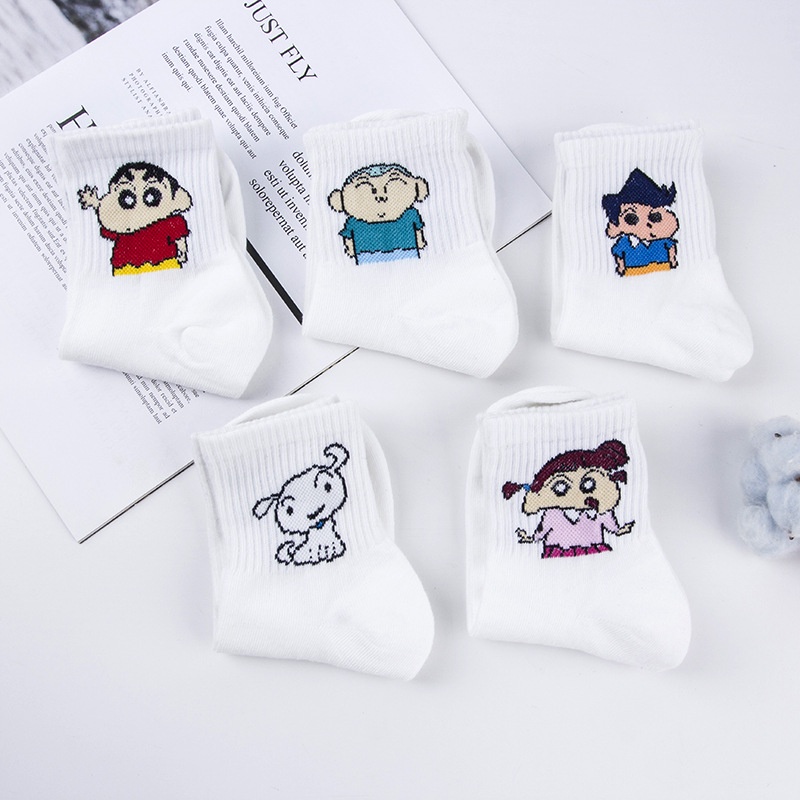 Set 5 đôi vớ hoạt hình Bút Chì Shin, vó cổ cao nam nữ