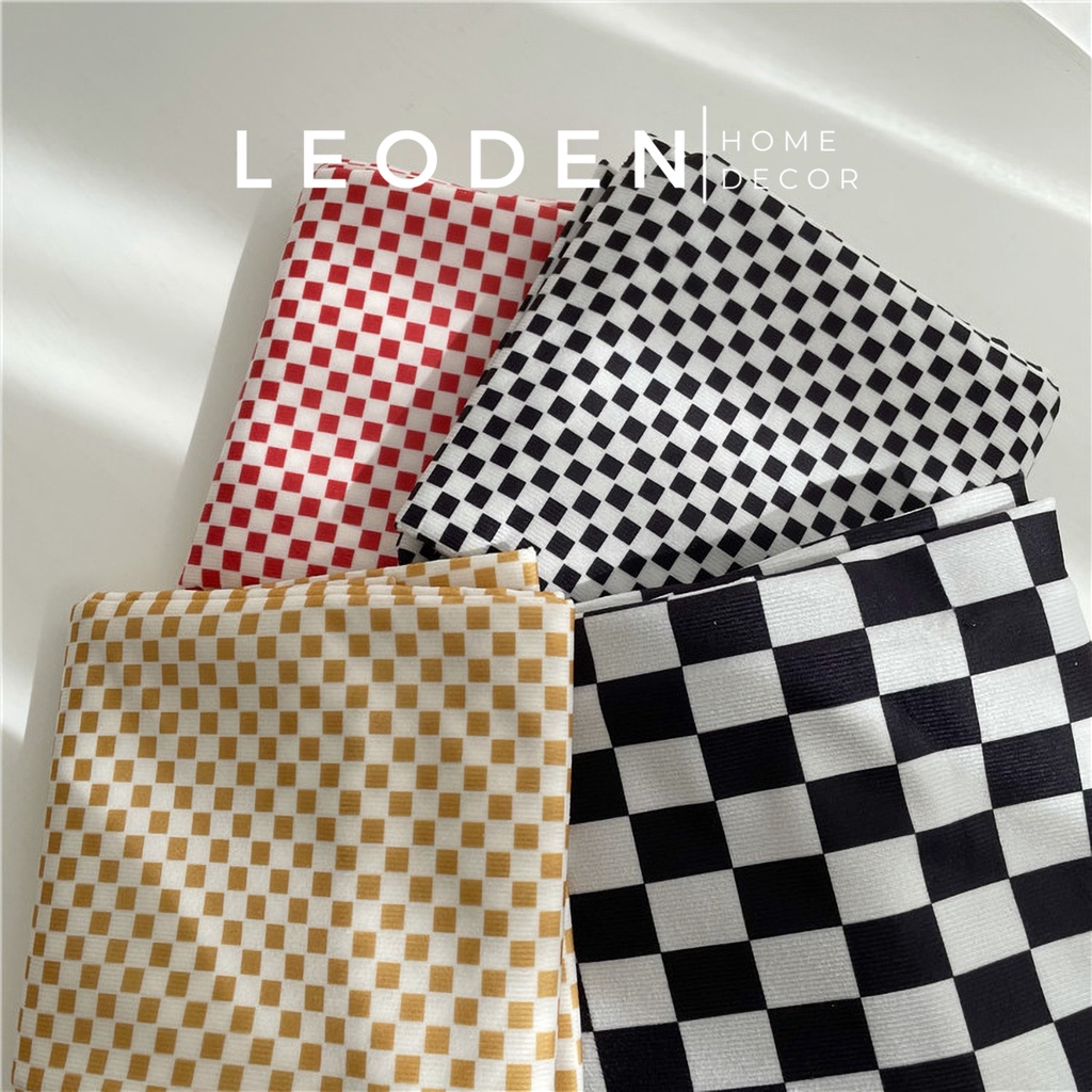 Khăn trải bàn vải phi nhung mịn caro nhỏ đủ màu phong cách Hàn Quốc trang trí bàn học, thảm picnic vải caro decor đẹp