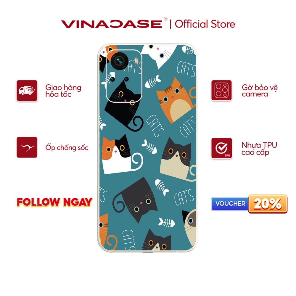 Ốp lưng Vina Case Xiaomi Redmi 10/Redmi 9T/Poco X3/....dẻo cạnh vuông bảo vệ camera hình Cats