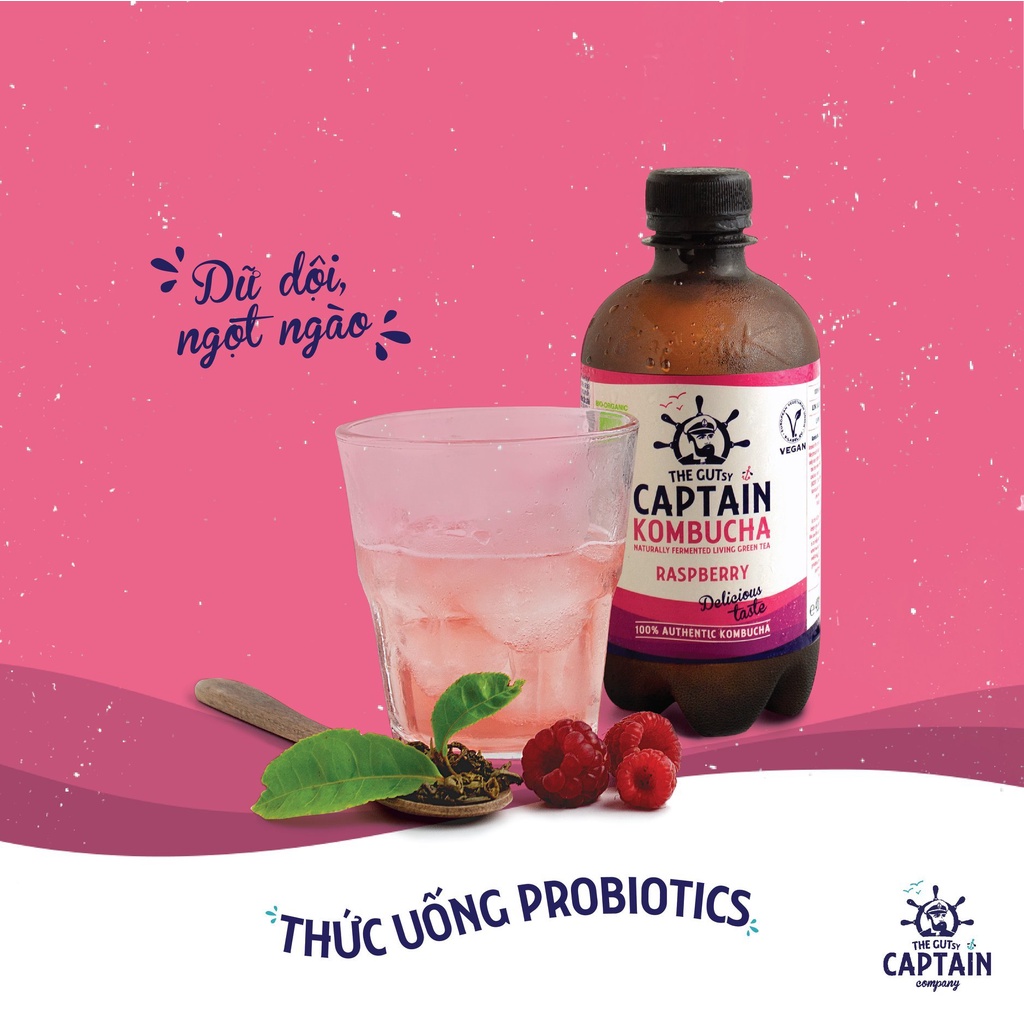 Trà Dưỡng Sinh Kombucha Hữu Cơ Captain Kombucha - 400ml/ 1L