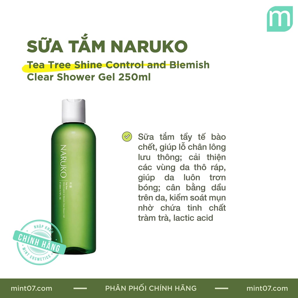 Sữa tắm Naruko Tea Tree Shine Control and Blemish Clear