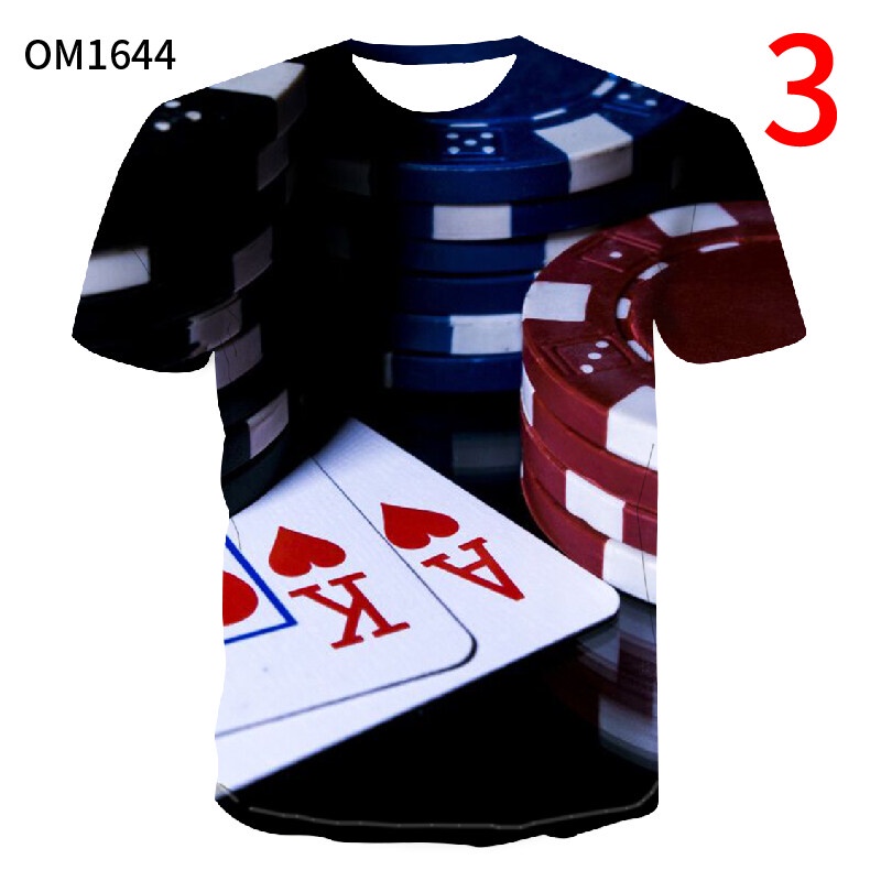 Áo Thun Tay Ngắn Cổ Tròn In Hình Lá Bài Tây 3D Thời Trang Cho Nam Size S~5XL 2022