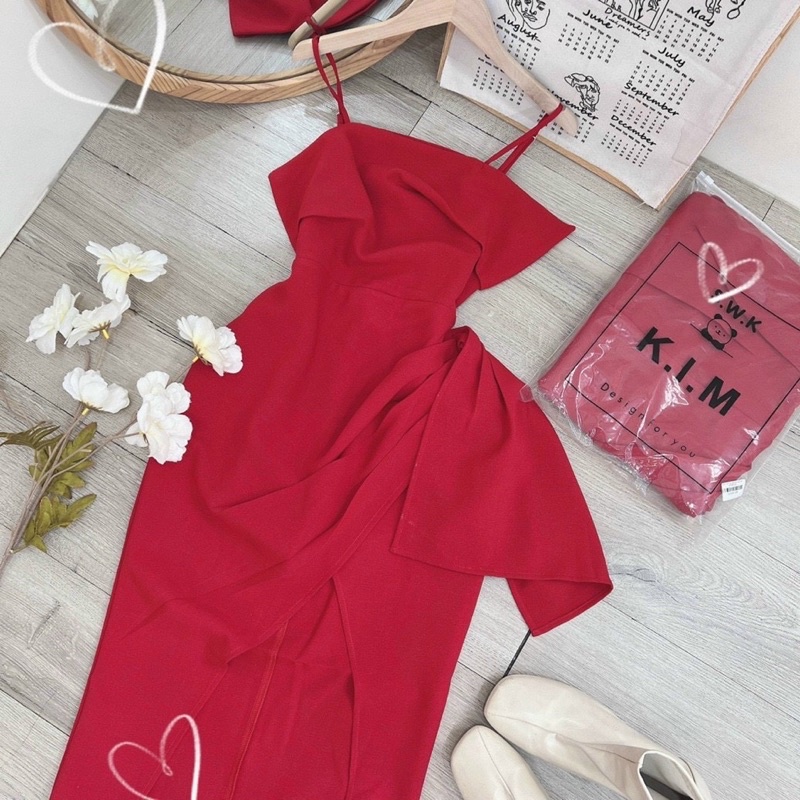 đầm dây xếp li bèo ngực ( hàng thiết kế)