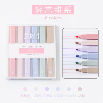 Bút highlight pastel 2 đầu B02 bút đánh dấu nhớ morandi từ vựng Tiếng Anh Taro Stationery