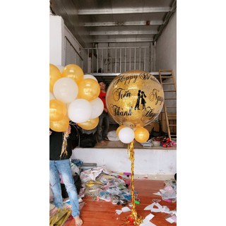 Bóng Trong Suốt Khổng Lồ - Jumbo Size 90cm Kèm Rắc Nhũ. bóng jumbo