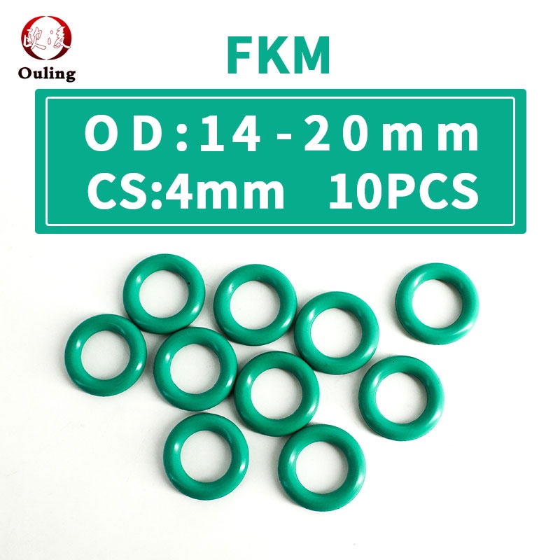 Set 10 Vòng Cao Su Hình Chữ O Màu Xanh Lá Chống Áp Lực CS4mm OD14 / 15 / 16 / 17 / 18 / 19 / 20 * 4mm Kháng chiến