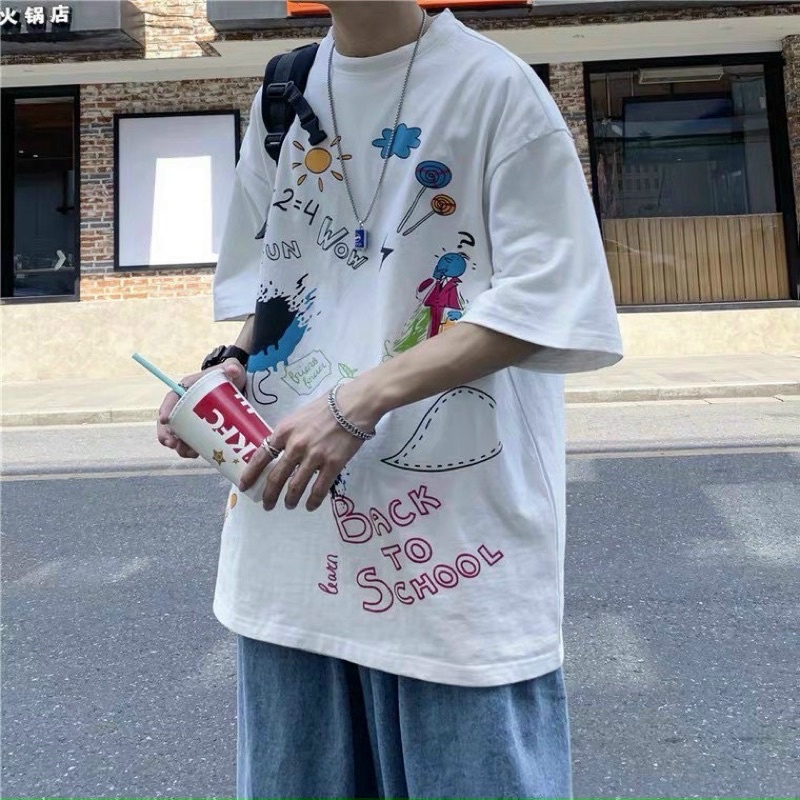 ÁO THUN, ÁO PHÔNG TAY LỠ UNISEX OVERSIZE, ÁO PHÔNG FORM RỘNG IN HÌNH SIÊU XINH-ATINHINHNHIEU