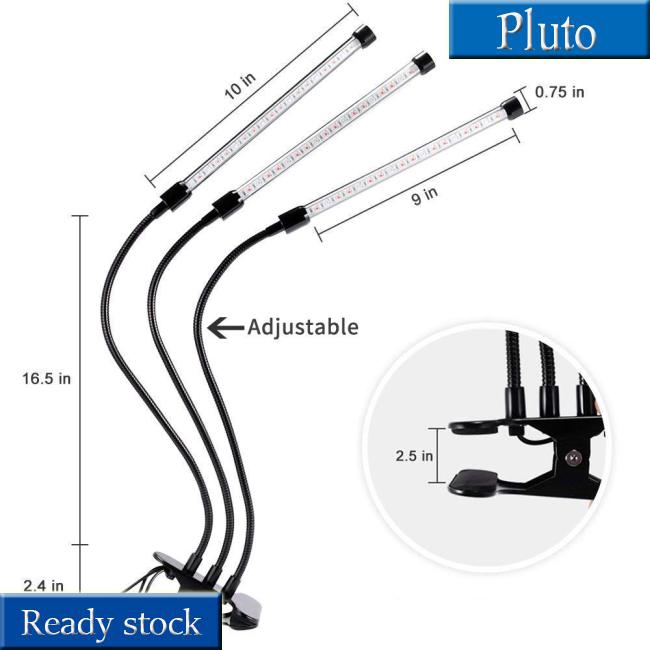 Đèn LED trồng cây USB 5V 27W có 3 đầu với dải xanh đỏ điều chỉnh được
