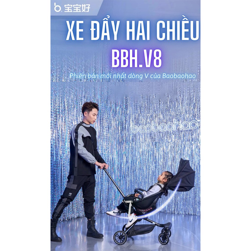 XE ĐẨY V8 2 CHIỀU GẤP GỌN BAOBAOHAO V8 - PRO CHO BÉ CÓ CHỂ ĐỘ NGẢ LƯNG PHIÊN BẢN 2021