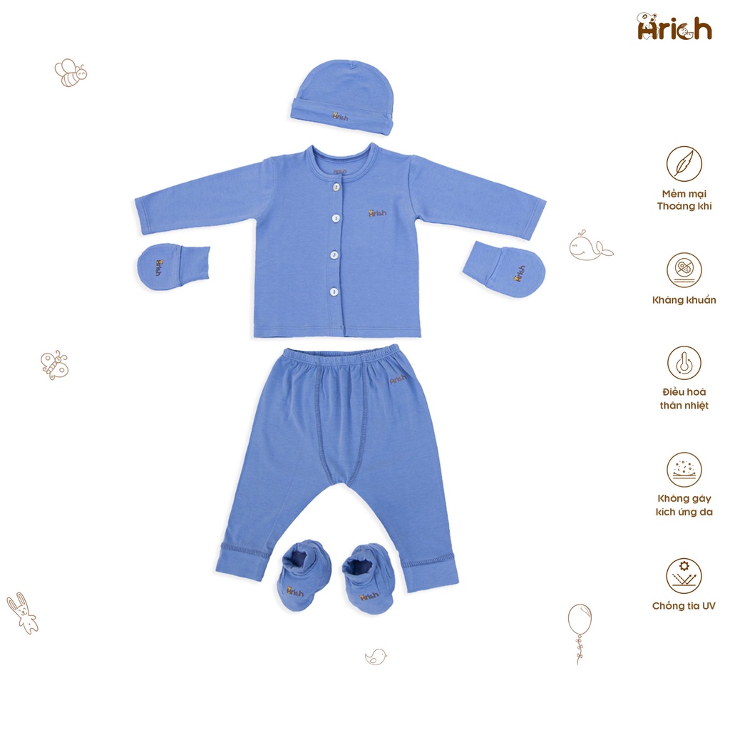 Combo dài thẳng trơn sơ sinh Arich (0-6m)