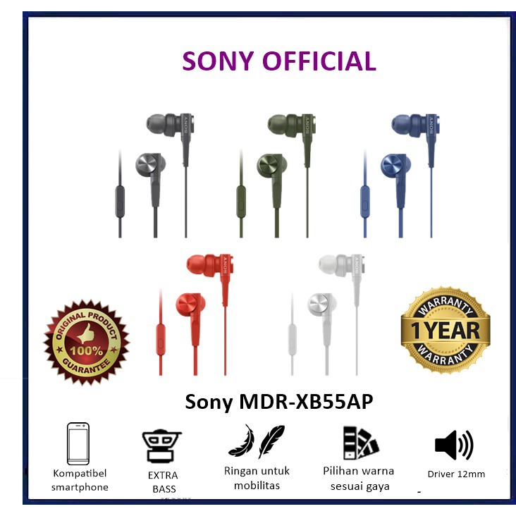 Tai nghe Sony extra bass MDR-XB55AP kèm Mic