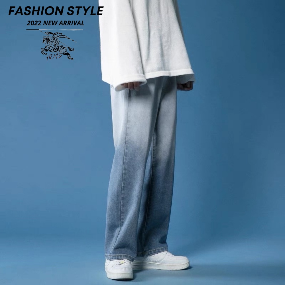 Quần jean xám nam dáng baggy ống suông rộng mã ST01, vải jeans bò cao cấp PATADO