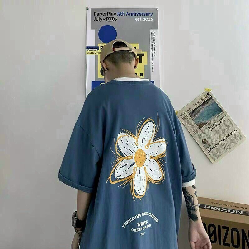 ÁO THUN NAM UNISEX HOA 5 CÁNH FORM RỘNG CỰC HOT VLTN SHOP